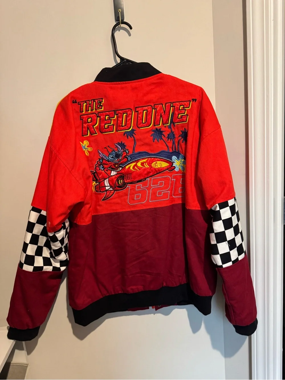 BoxLunch Stitch Red & Maroon Racing Patchwork Jacket